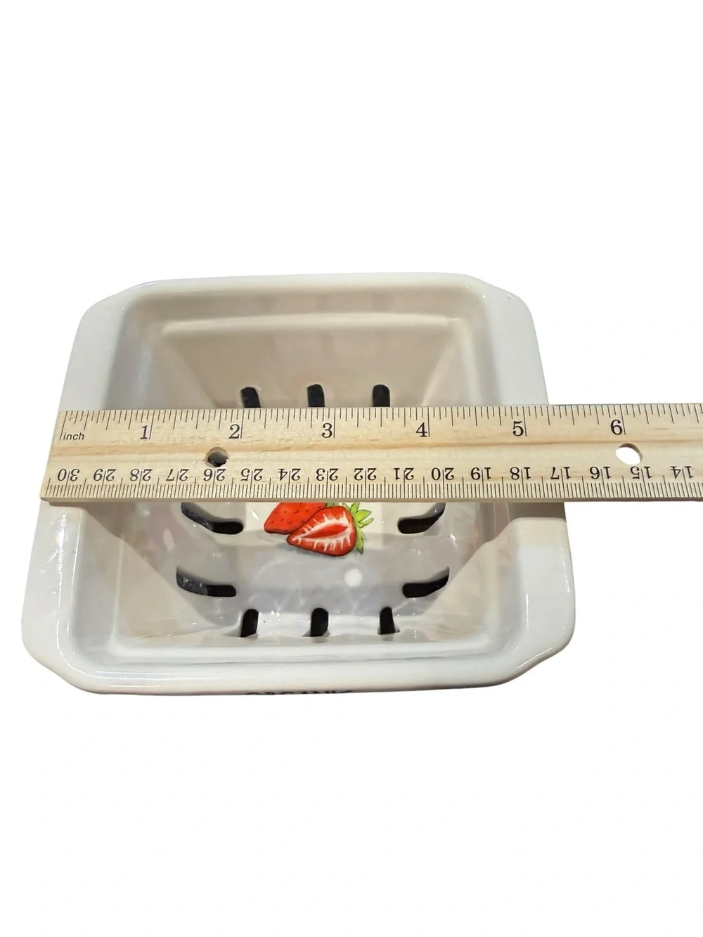 Rae Dunn Ceramic “Organic” Strawberry Berry Bowl Colander Strainer
